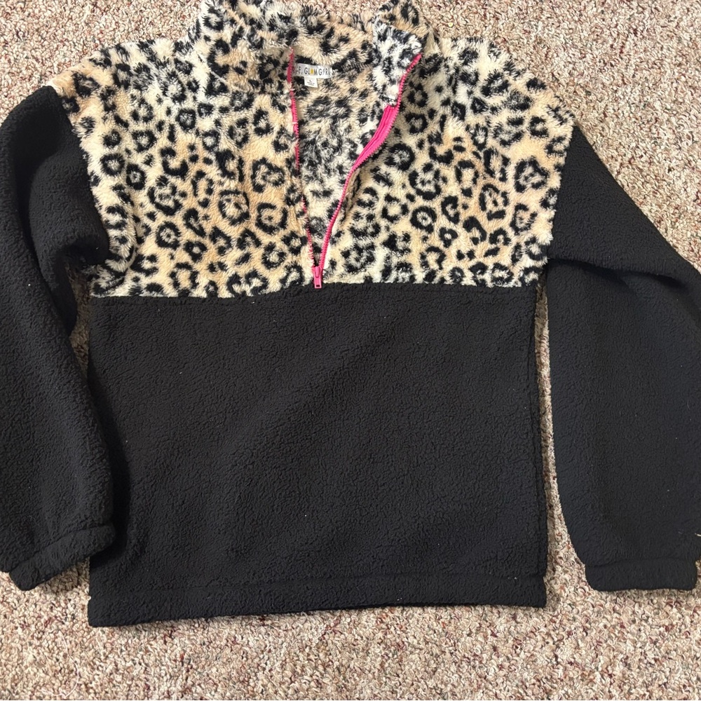 Kids Fleece Jacket Black with Leopard Print from Poshmark